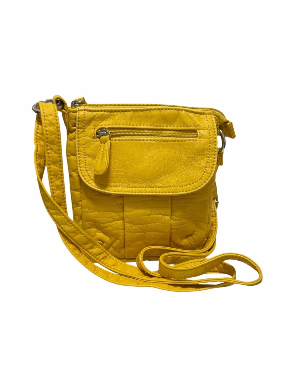 Gal Solid Yellow Faux Leather Crossbody Handbag